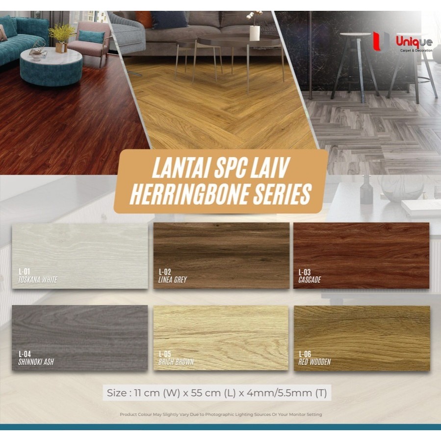 Lantai SPC Laiv Herringbone + Underlayer / SPC klik 5mm IXPE Herringbone