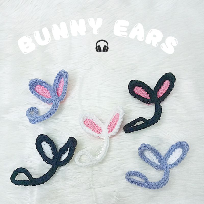 RABBIT BUNNY EARS CROCHET | TELINGA KELINCI RAJUT (hiasan headphone)