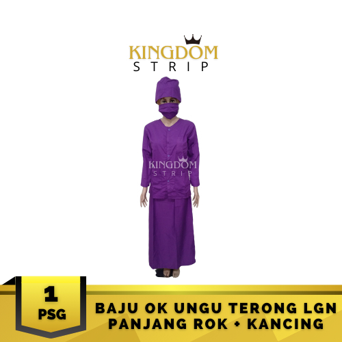 Baju OK Ungu Terong Lengan Panjang Baju Kancing Rok