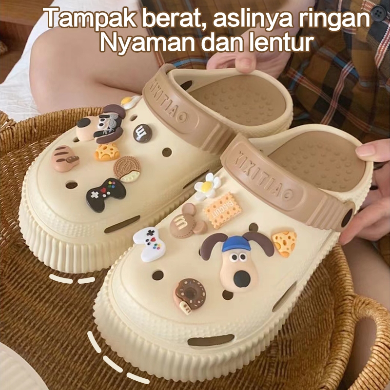 Dejavu Sandal Baim Bangkok Eva Rubber Wedges Wanita Tinggi Sandal Baim Wanita HVC906