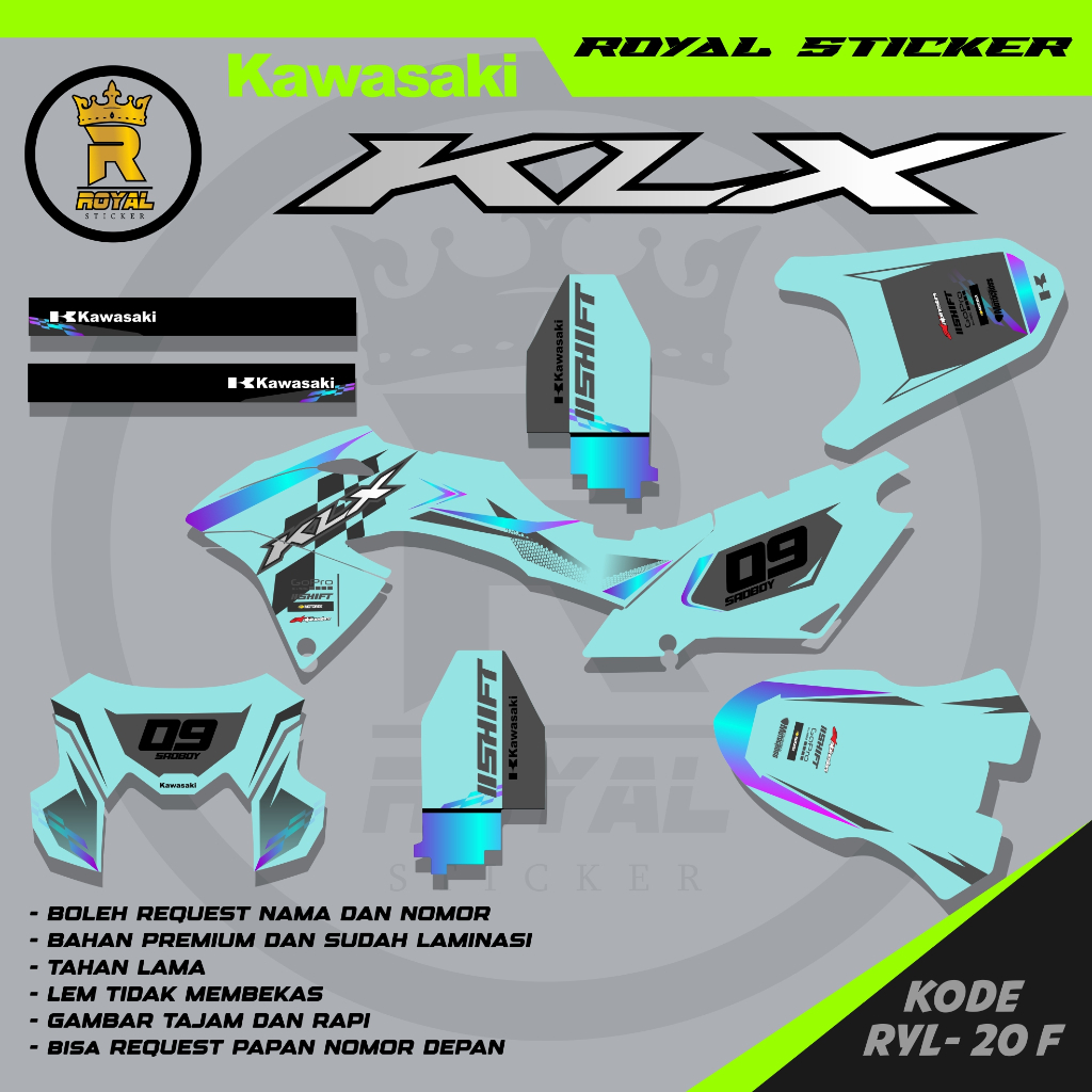 RYL 20-STIKER MOTOR NEW DECAL KLX VARISI DESAIN-STIKER FULL BODY KLX CUSTOM GRATIS CUSTOM NAMA