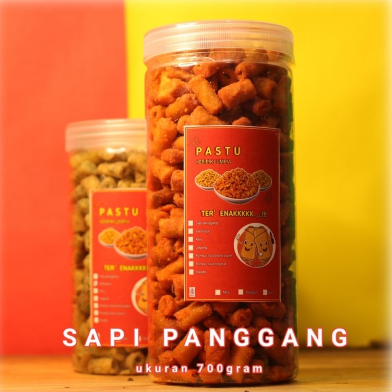 

Keripik Pedas Kulit Lumpia Rasa Sapi Panggang 700gram