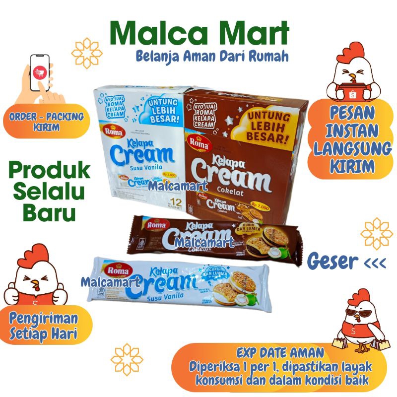 

Roma Kelapa Cream Cokelat / Susu Vanila 12 pcs @42 gram