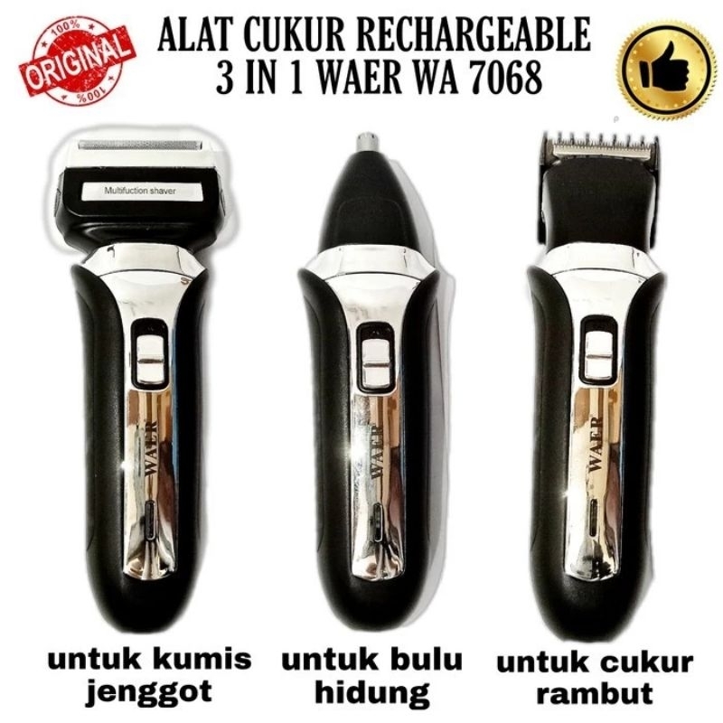 ALAT CUKUR RAMBUT CUKUR KUMIS CUKUR JENGGOT BULU HIDUNG 3 IN 1 CAS WAER CLIPPER WA 7068 ALAT POTONG 