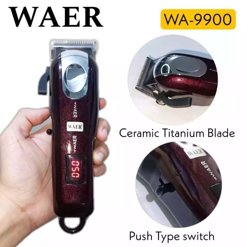 Alat Cukur Rambut Cas Waer Wa-9900 - Hair Cliper Waer Charge 9900 Alat Potong Rambut Pria Peralatan 