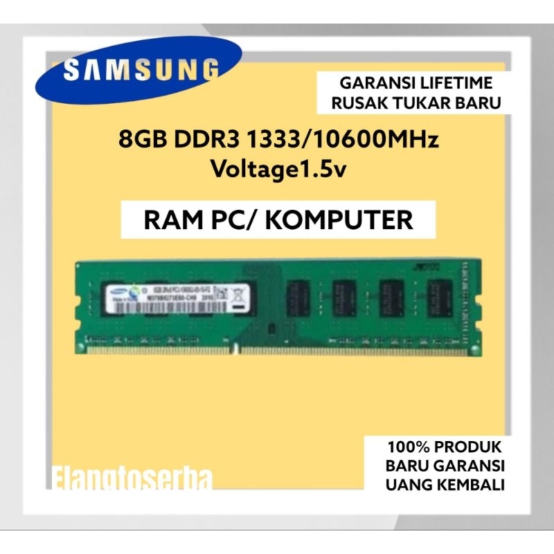 RAM PC SAMSUNG DDR3  2GB 4GB 8GB 10600 / 1333 MHz ORI RAM KOMPUTER RAM PC 1.5v