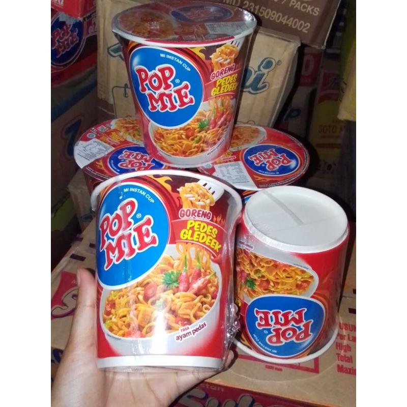 

POP MIE INSTAN SUPER PEDAS SAMBAR GLEDEK PER DUS 12 PCS POP MIE GORENG JUMBO