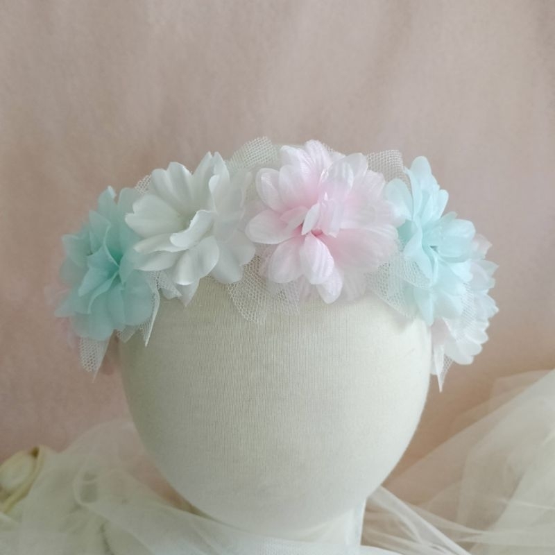 Soft Flower Crown | Bandana Bayi Mahkota Bunga | Headband Bando Anak Dewasa
