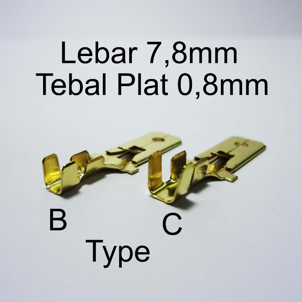 Skun Kabel Male Gepeng 7,8 x 31mm. Tebal 0,8mm
