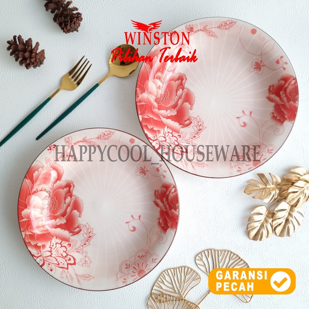 WINSTON 1pcs Piring Lontong Keramik 9,25 inch Aster Red Dinner Plate 23cm