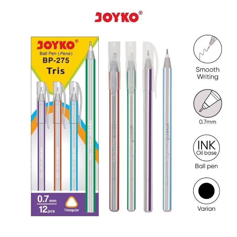 

Joyko Pulpen Ball Pen BP-275 Tris 0,7mm | @1Ktk=12 Pcs