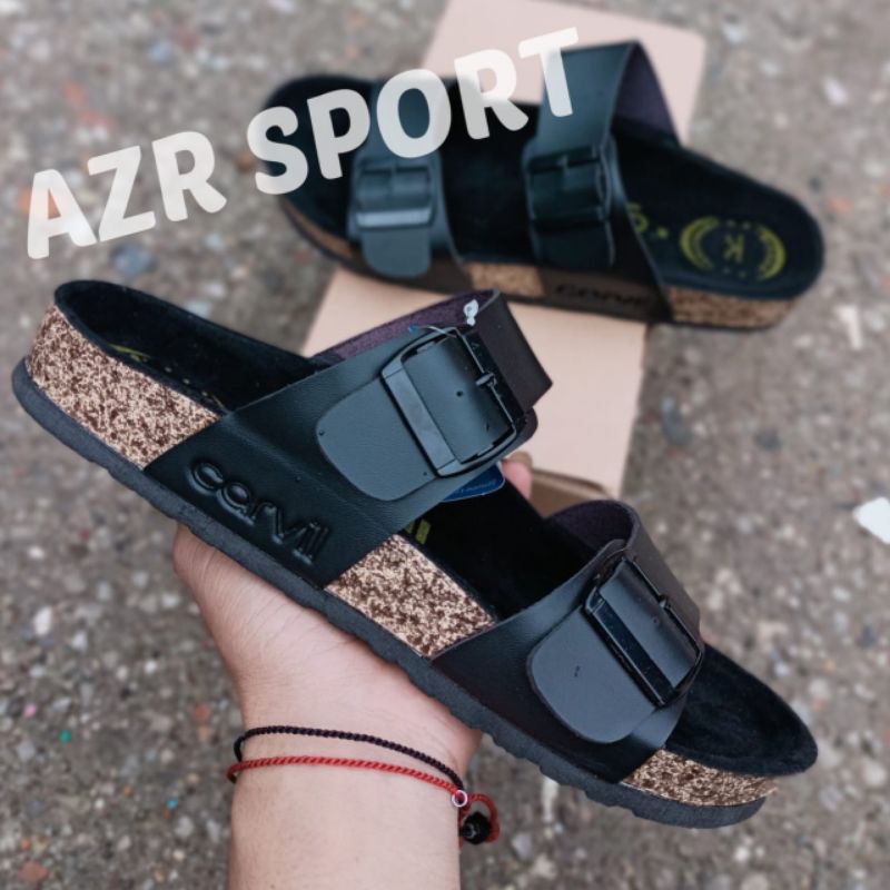 Sendal carvil slop hitam pria sendal casual pria sintetis sandal slide pria tali 2 terbaru