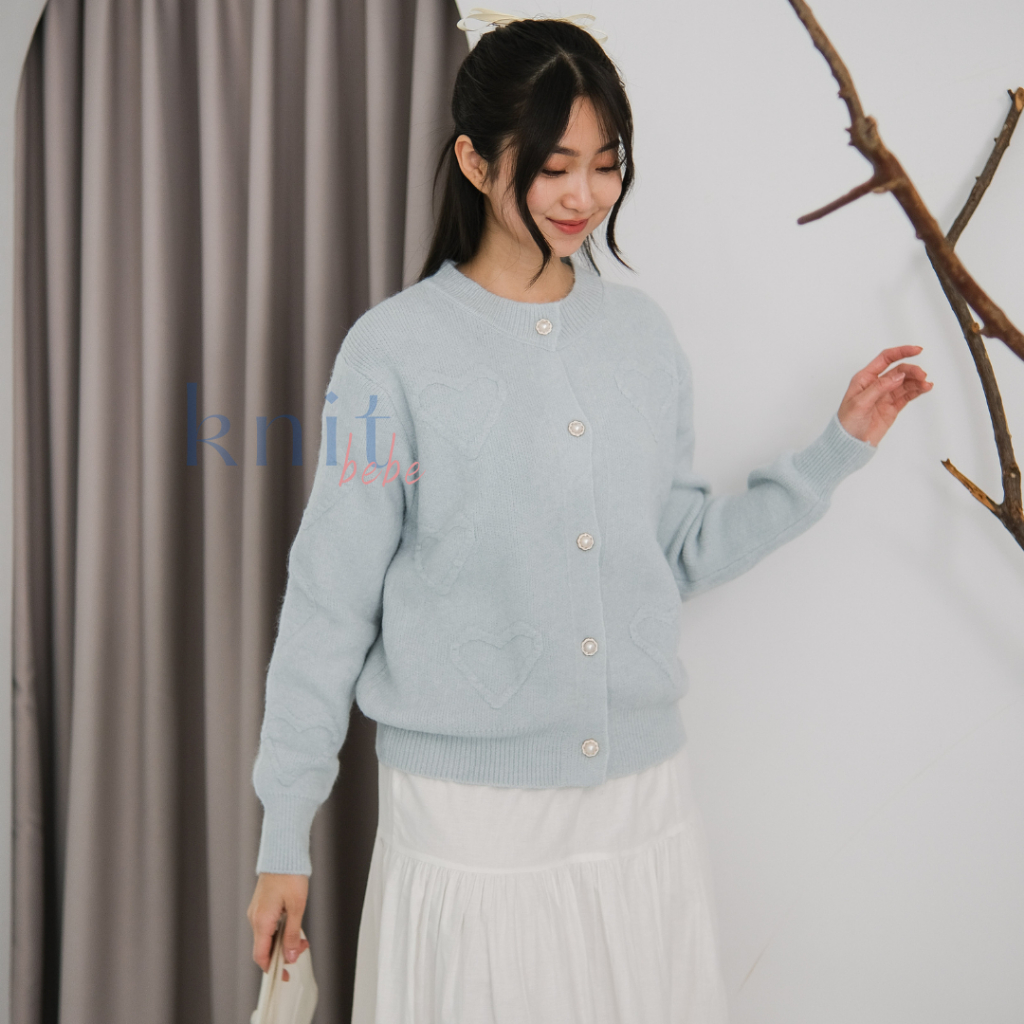 KNITBEBE - SOHEE Atasan Sweater Cardigan Rajut Motif Heart Knit Top