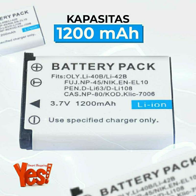 Baterai Pengganti Replacement  Recharge Battery Olympus Li-40B/Li-42B Fujifilm NP-45 Nikon EN-EL10 P
