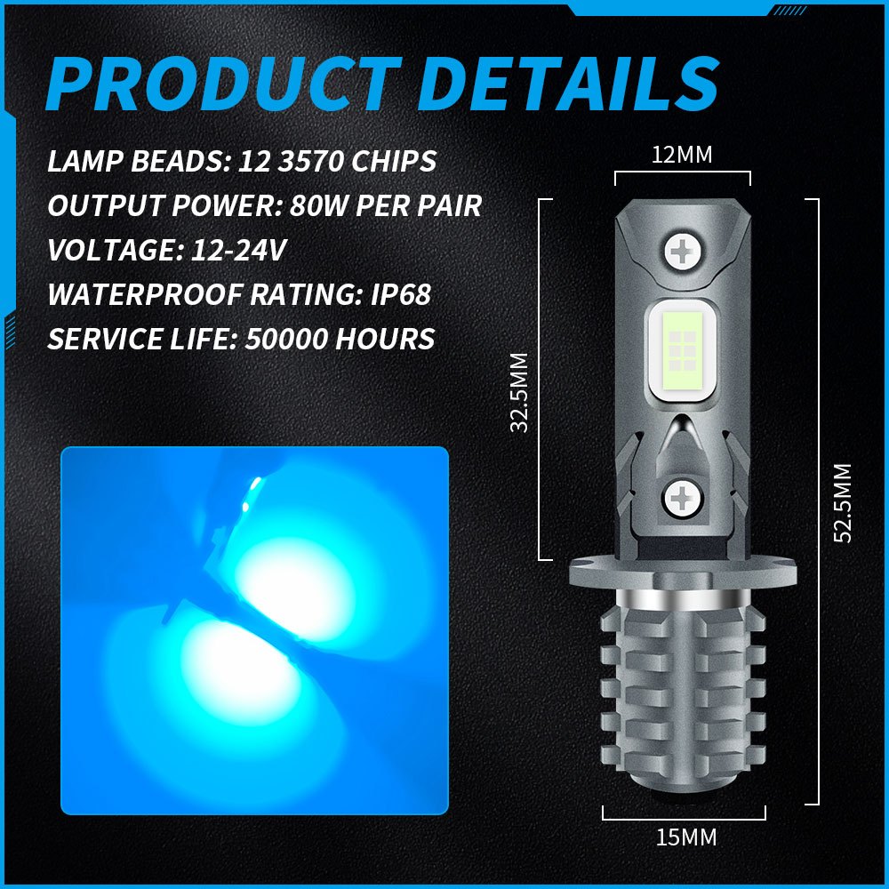 RB 2 Buah Lampu LED Putih H3 untuk H3 Fog lamp Mobil Lampu Depan 24V Anti Kabut Untuk Mobil Kuning