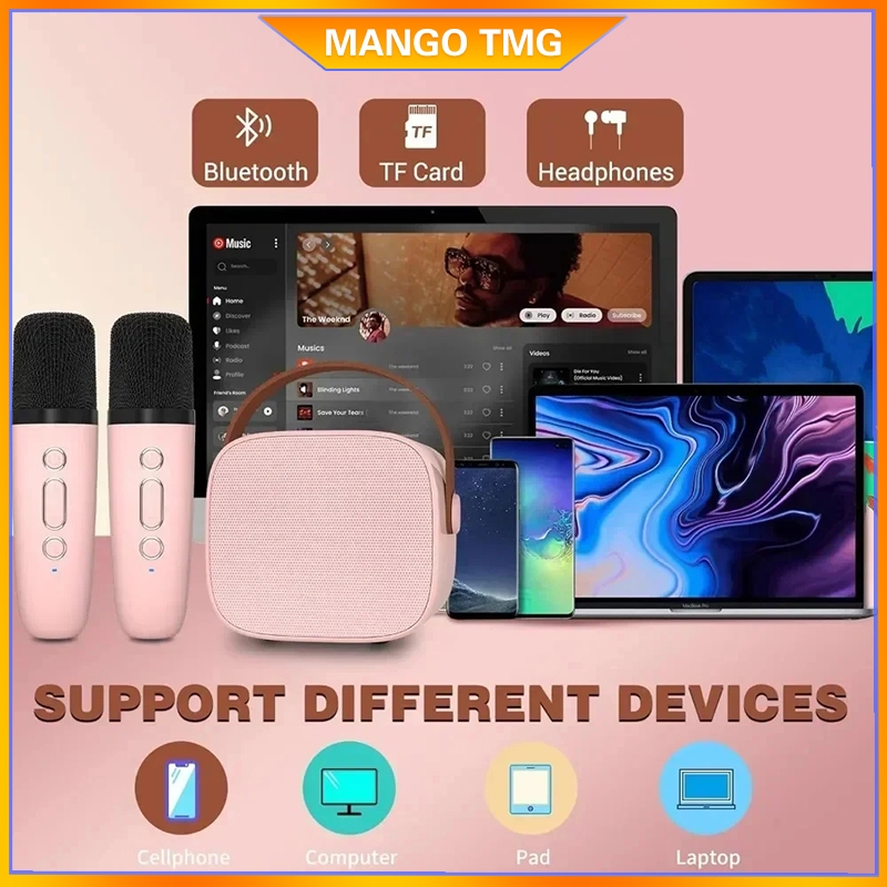 	 Speaker Mini Bluetooth 2 mic 1 Karaoke Bluetooth 5.3 Set Mini Full Bass Portable Wireless Microphone Premium Set Lengkap Speaker Bluetooth Super Kuat Nirkabel	