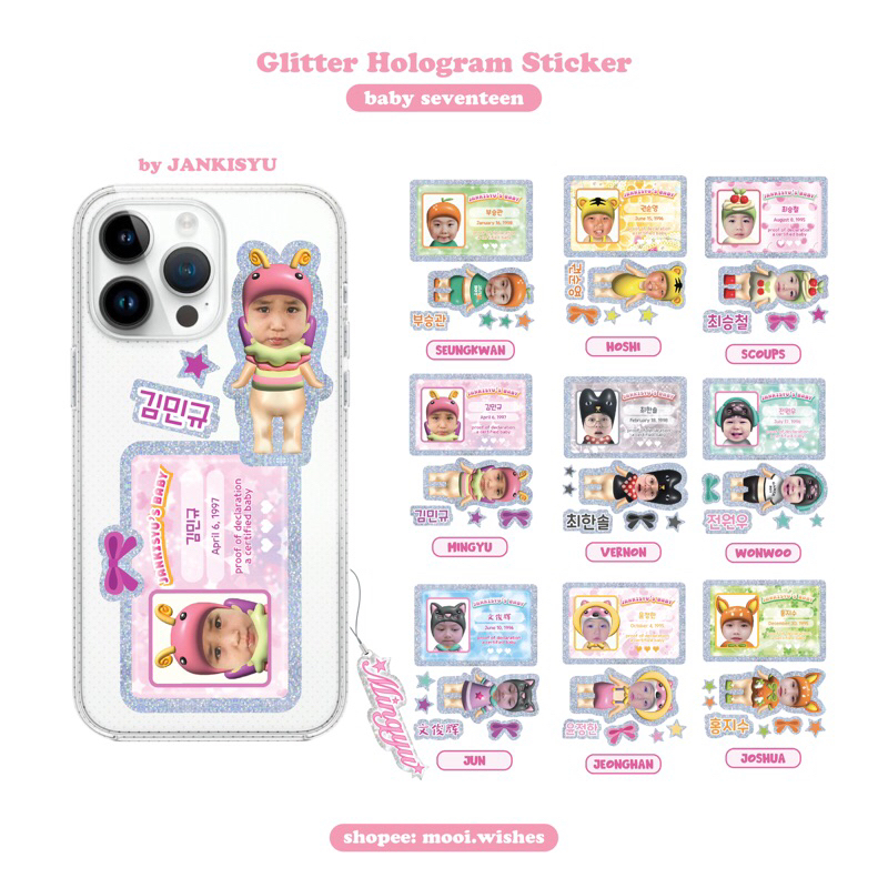 

Glitter Hologram Sticker Seventeen SVT Jankisyu’s Baby