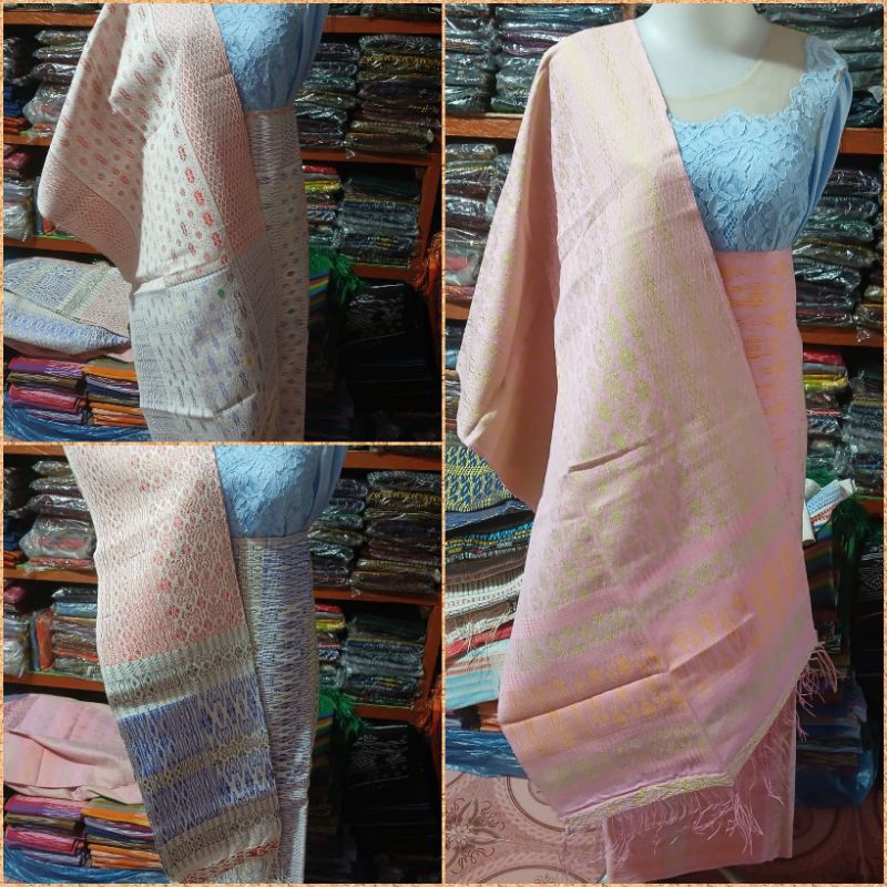 SONGKET PIALA KOSONG TENUN TANGAN TARUTUNG MANDAR SARUNG TUMTUMAN PENGANTIN WARNA SOSF DASAR PUTIH T