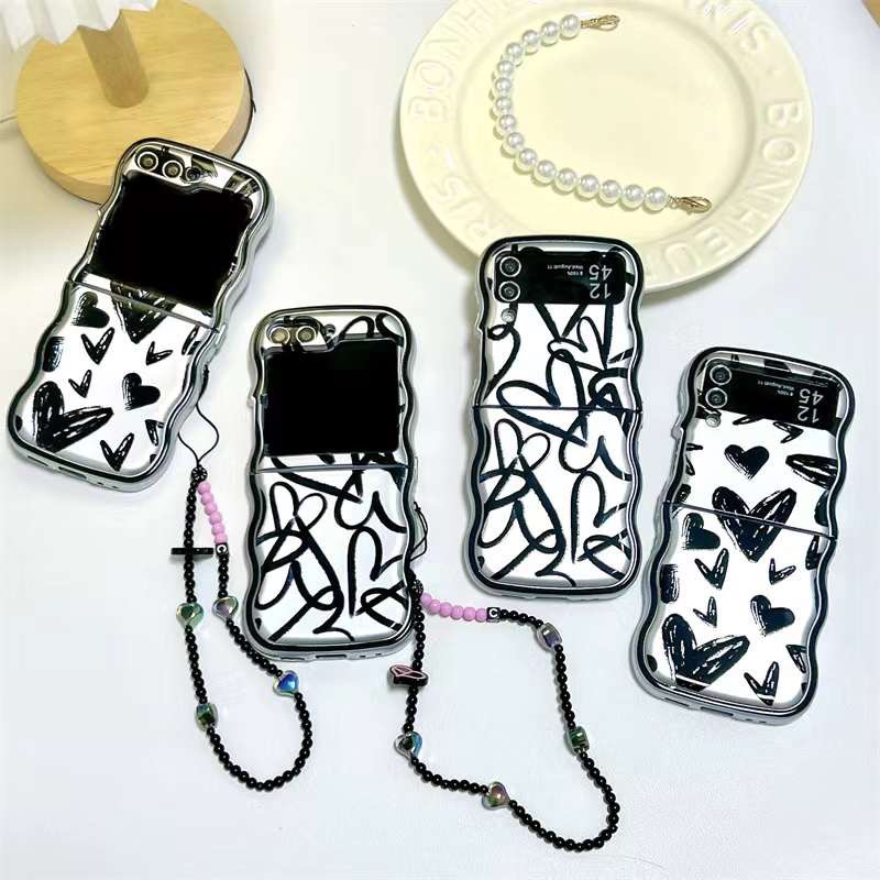 New Curvy Case Black and White Art Sketch Black Love Heart Hati Simply Pretty Casing Tebal Aman Shoc