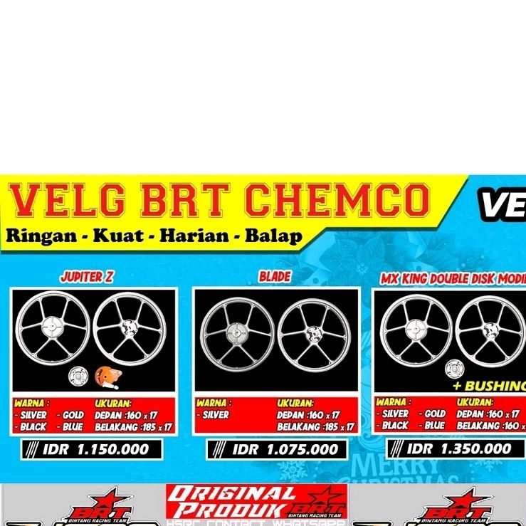 VELG BRT CHEMCO RACING YAMAHA MX KING JUPITER Z Fizr Z1 Rx King MXKING Balap PELEK No RCB RAPIDO TK
