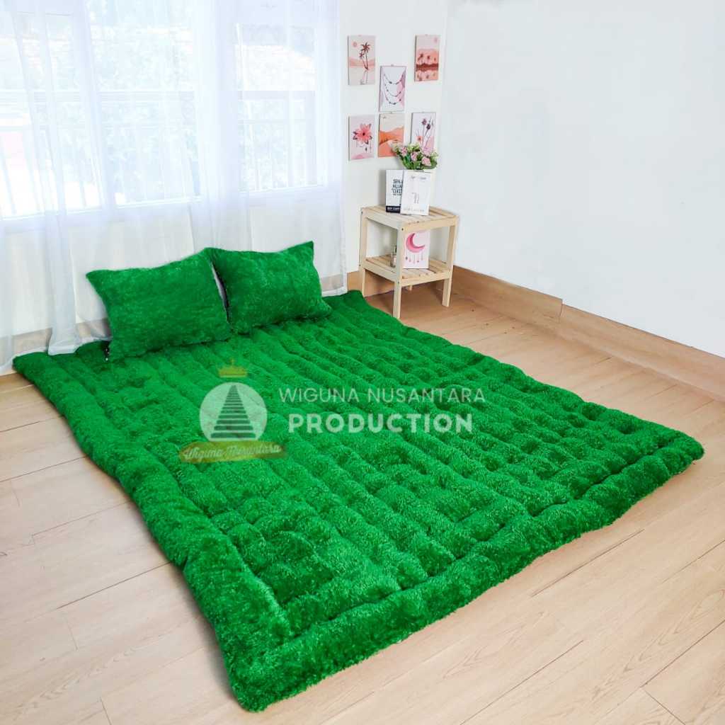 KASURKU Kasur Gender Bulu Rasfur 200 x 200 x 10 cm Plus 2 Bantal Muat 3 Orang Kasur Lantai Bulu AST