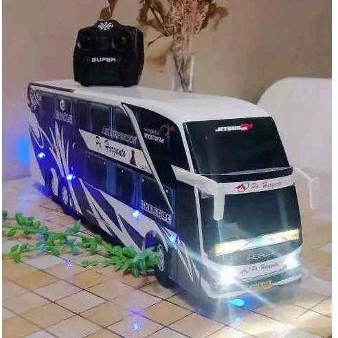 MINIATUR BUS TELOLET PO HARYANTO DOUBLE DECKER FULL LAMPU STROBO