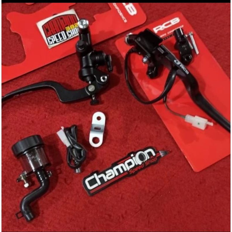 Master rem tabung rcb s2 dan handle kopling e2 rcb ninja r satria fu r15 dll  - hitam