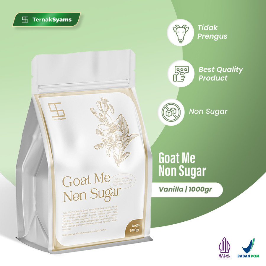 

Ternak Syams - Goat Me Non Sugar Vanilla Susu Kambing Etawa Bubuk Tanpa Gula 1000 gram 1 KG Kilogram Ternak Syams Goat Milk Powder Non Sugar Vanilla asli original natural etawaku platinum