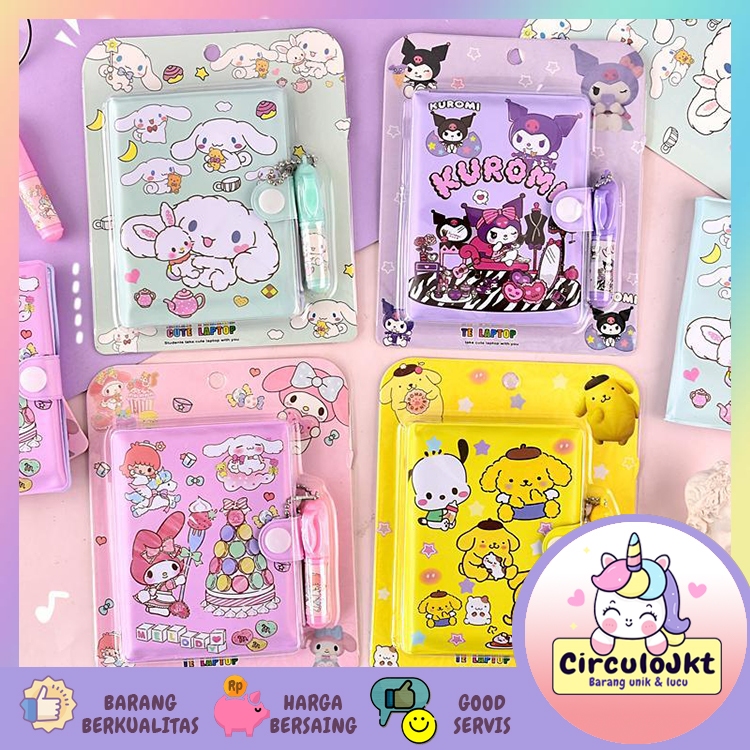 

Mini note book Notes Cinnamonroll, kuromi, my melody, pompompurin, stella lou + pen