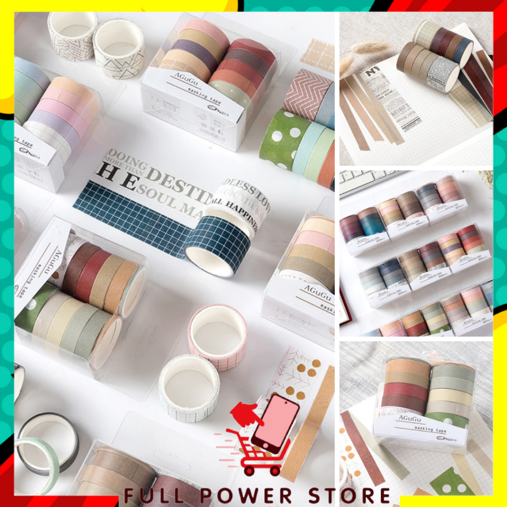 

FPS - Masking Tape Set 10Pcs Essential Collection Basic Pattern Isi 10 Selotip Bahan Kertas Washi Tape Warna Warni DIY Scrapbook Journal Kotak Box Aeshtetic