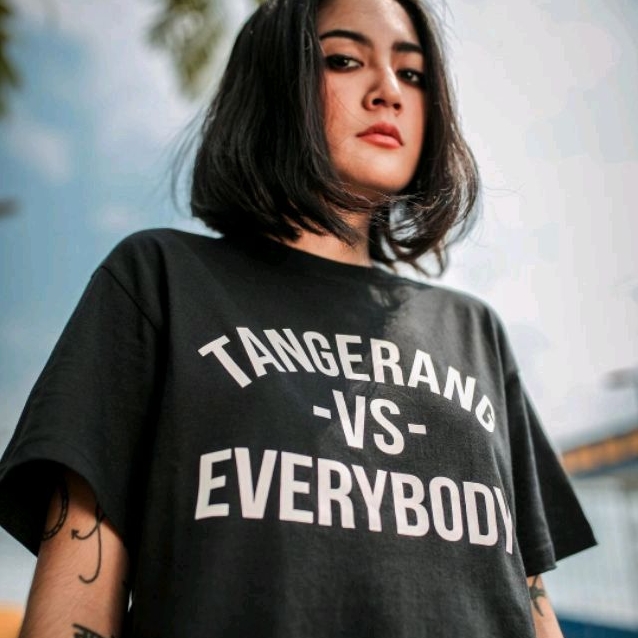Kaos Distro Thanksinsomnia Tangerang Vs Everybody  Hitam Putih Hype Beast  Lengan Pendek Pria Wanita