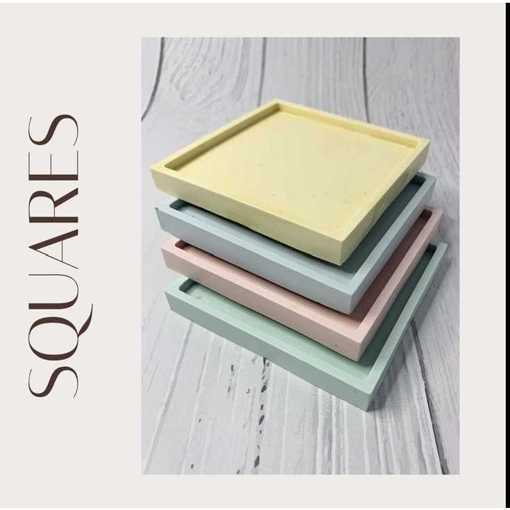 Squares Coaster Concrete | Tatakan Kotak Squares | Tray - Rusak Bergaransi - Tatakan Pot Sukulen- Ta