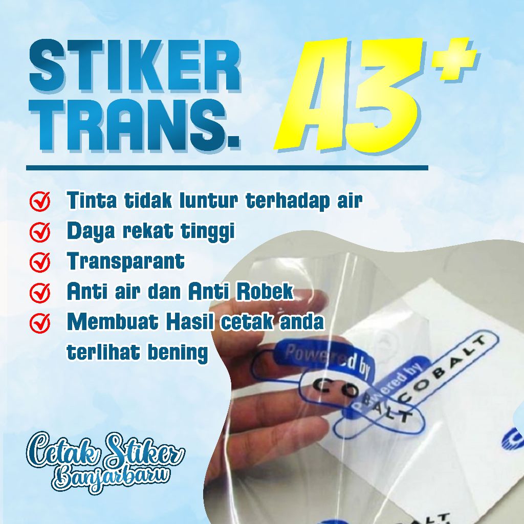 

CETAK STIKER TRANSPARAN ANTI AIR (PRINT SAJA TANPA CUTTING)