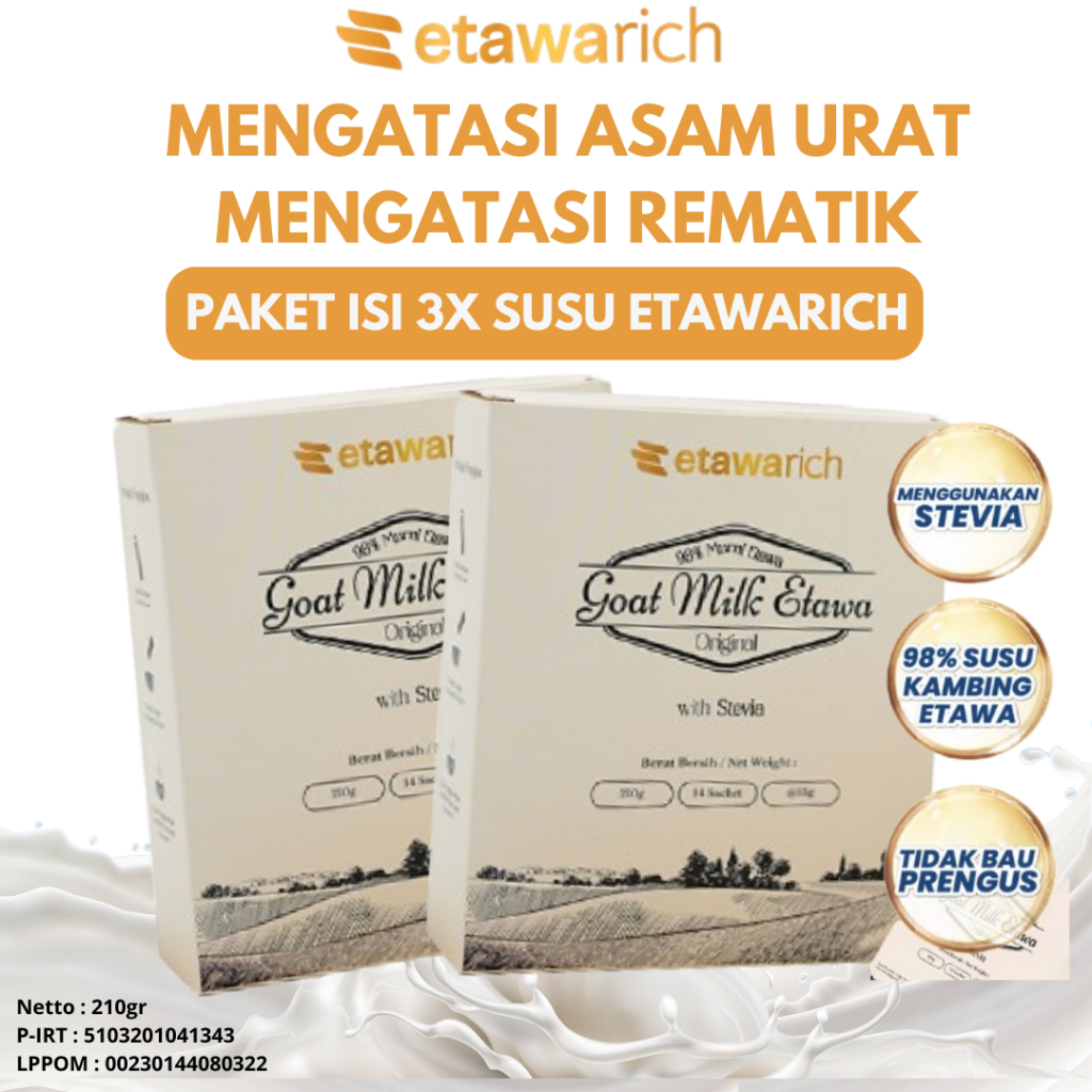 

ETAWARICH Susu Kambing Herbal Paket Bundling 3Box Lebih Murah Solusi Untuk Mengatasi Asam Urat