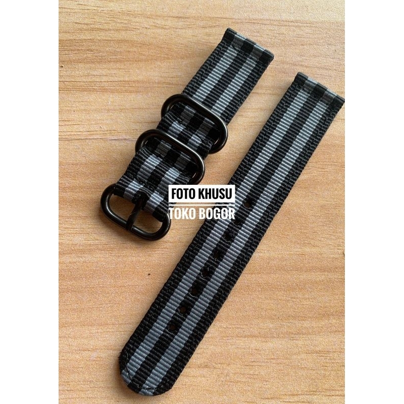 strap tali jam tangan  kanvas nylon military strap abuhitam