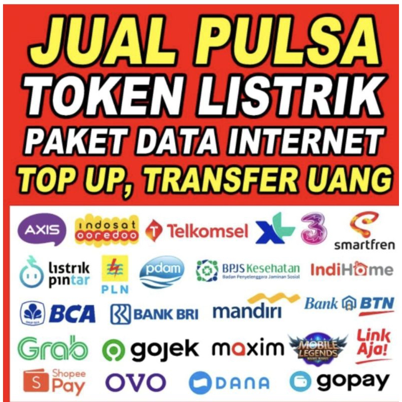 isi pulsa,token listrik,paket data