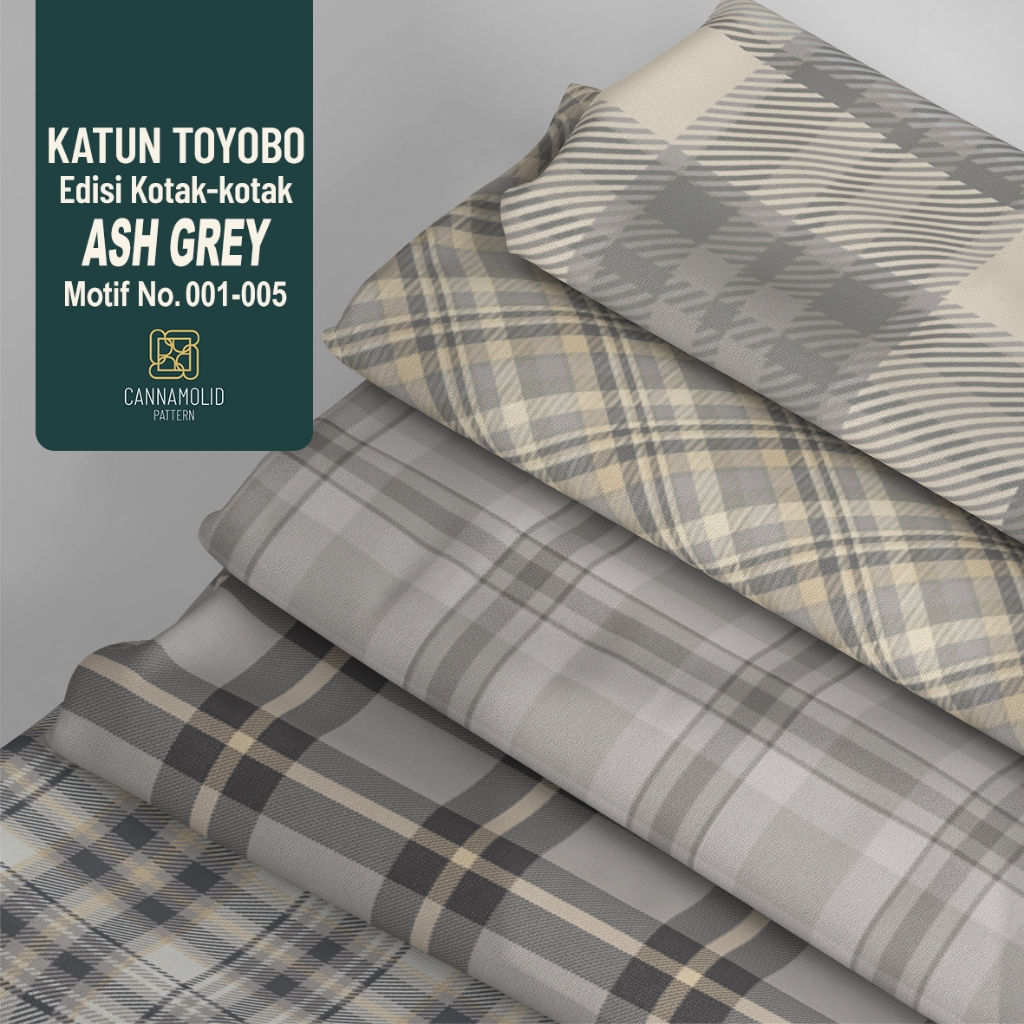 Kain Toyobo Motif KOTAK-KOTAK Abu-abu | Lebar 145cm | PLAID ASH GREY 1-5