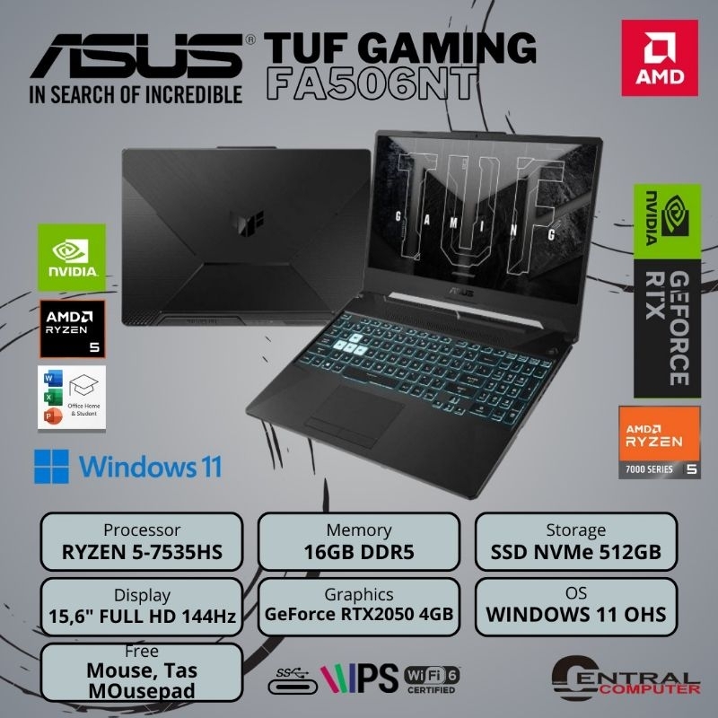 Asus Tuf Gaming | RAYZEN 5-7535HS | GEFORCE RTX2050 4GB | SSD NVMe 512GB