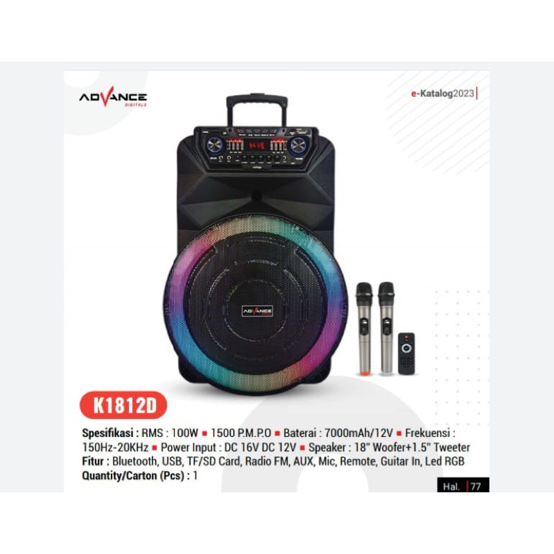 Speaker Meeting Advance K1812D Postable Full Bass Ukuran 18 inch