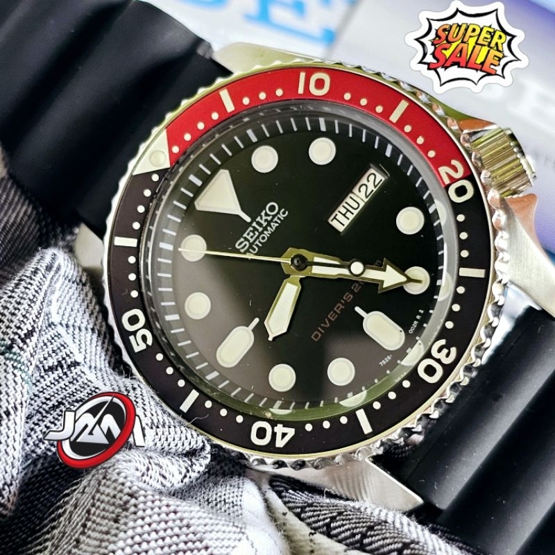 Seiko SKX Coke Strap Rubber Automatic Original Jam Tangan Pria