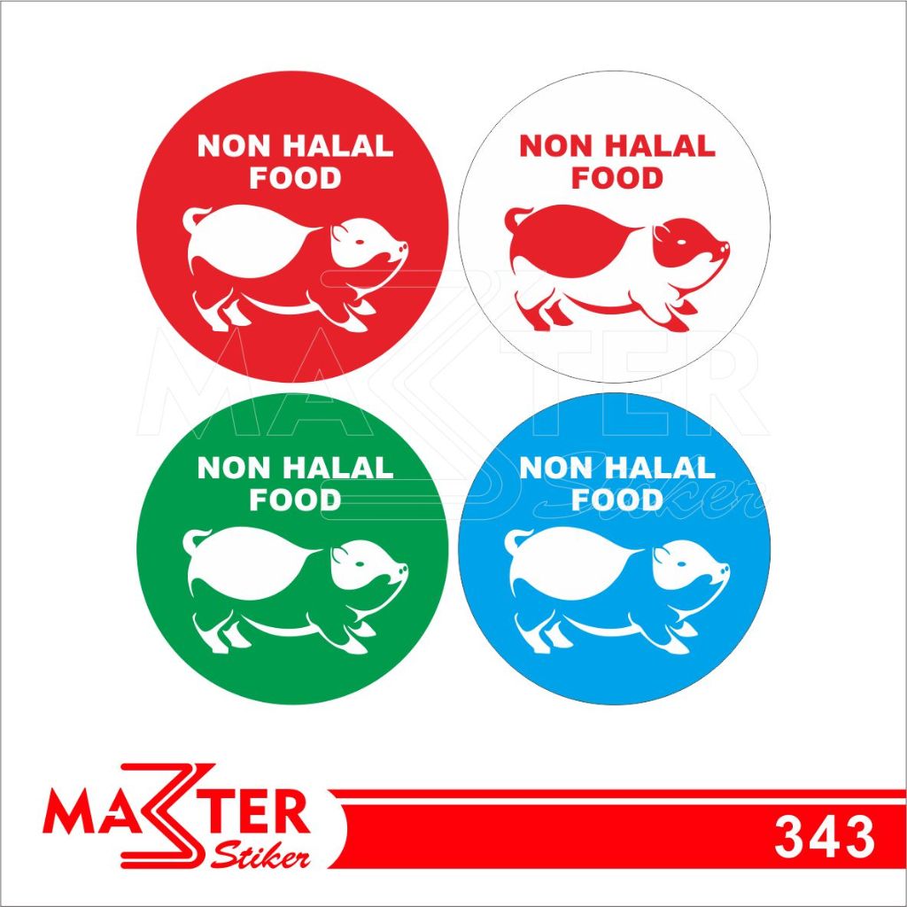 

343 - Stiker Non Halal Food, Sticker Vinyl, Premium, Tahan Air, Termurah, dan Bisa Custom