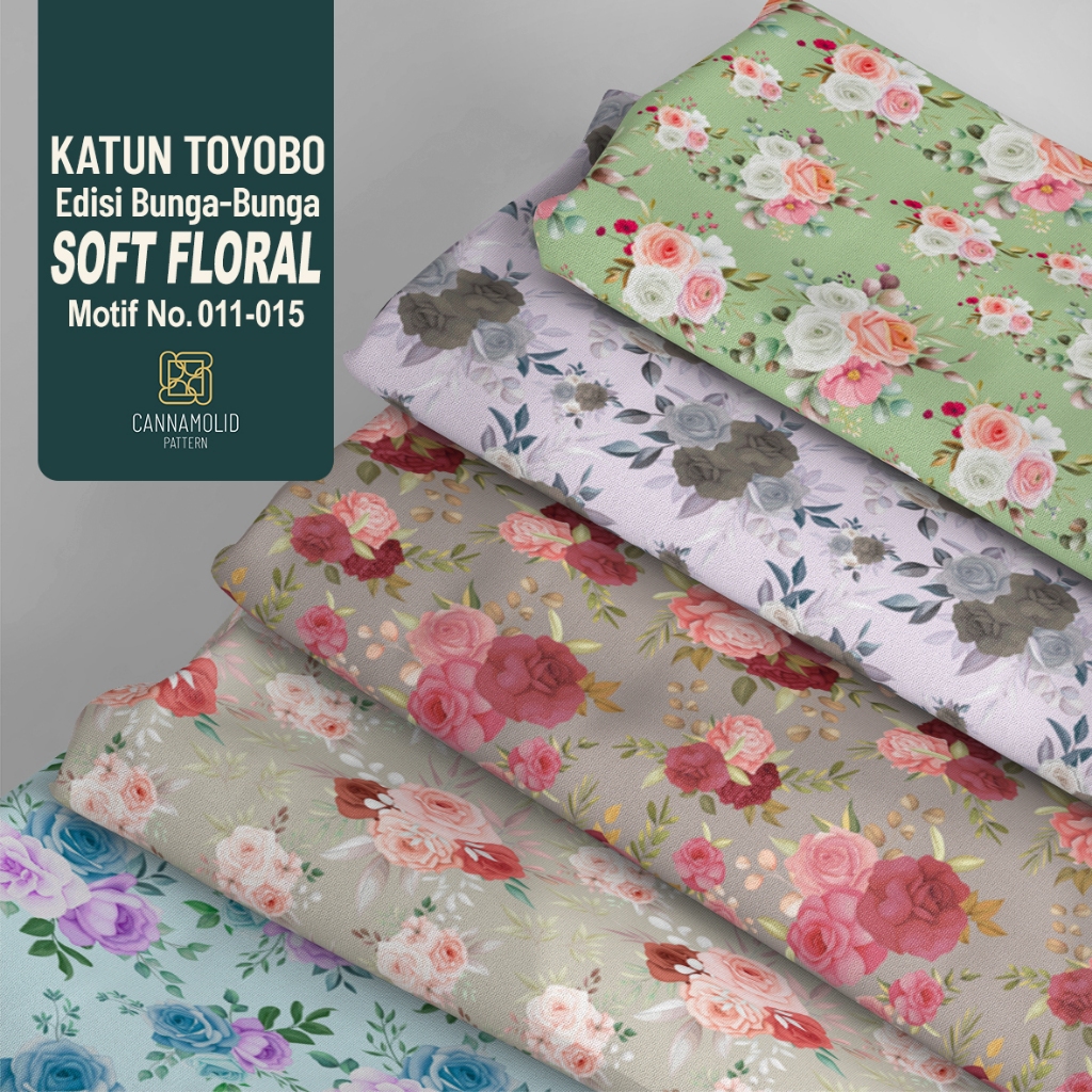 Kain Toyobo Motif BUNGA Korea | Lebar 145cm | SOFT FLORAL 11-15