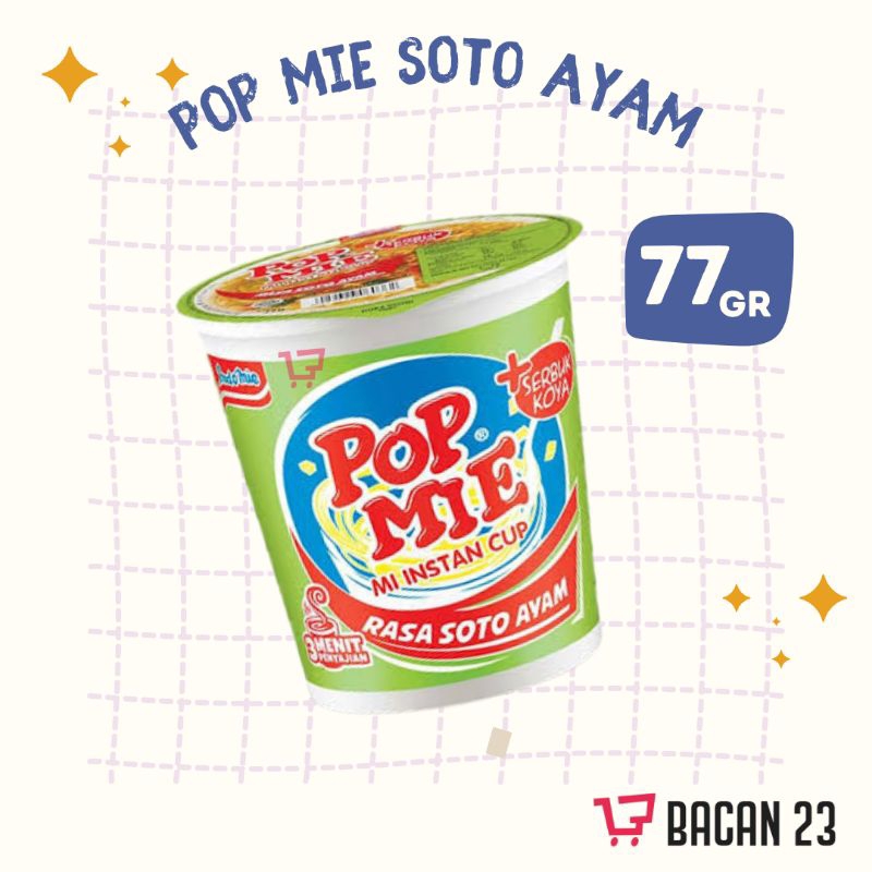 

Pop Mie Mi Instan Cup Rasa Soto Ayam + Serbuk Koya (77gr)