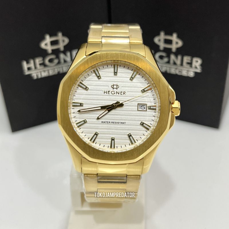 JAM TANGAN PRIA HEGNER HW 1697G GOLD ORIGINAL