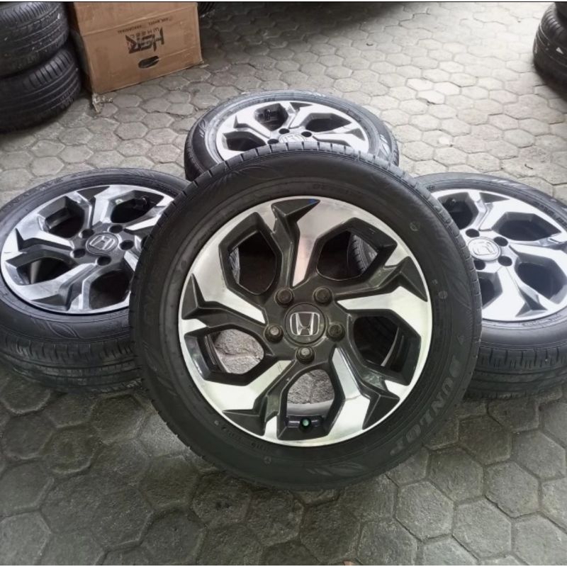 VELG MOBIL BEKAS HONDA BRV RING 16X6 PCD 5X114 ET 50 BAN 195 60 16 DUNLOP