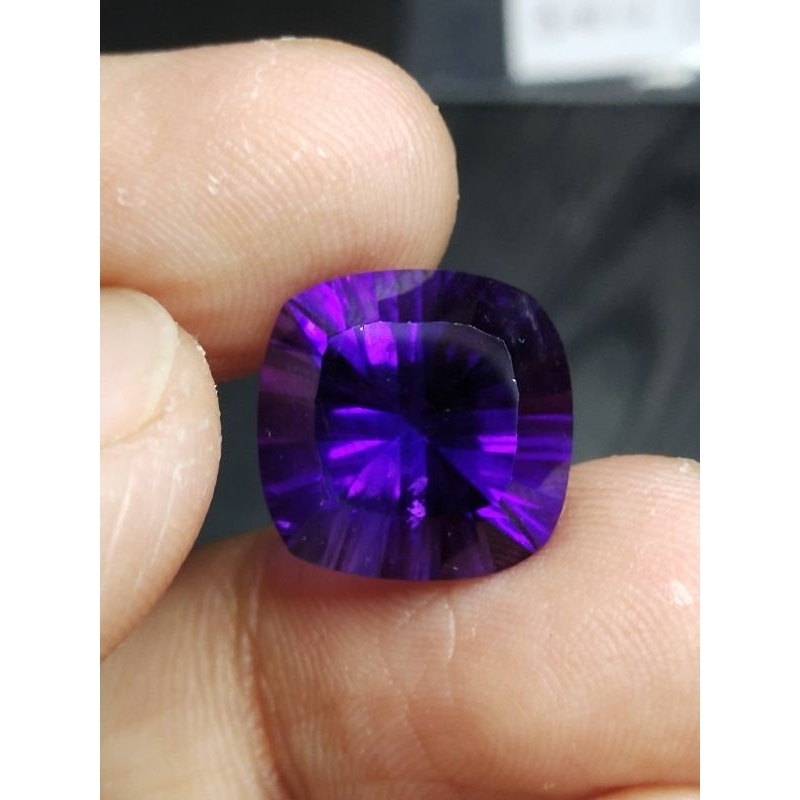 Natural Amethyst 13x13x8.5 mm 8.05 Ct Kecubung Ungu Tua Cushion Millenium Cutting Code 934