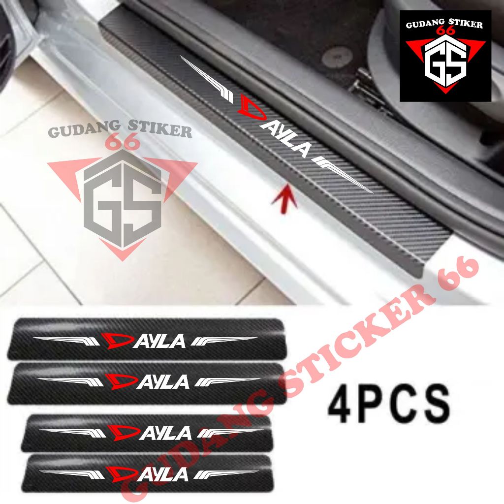 4pcs sticker pelindung sill mobil AYLA plate stiker pelindung pijakan lantai pintu mobil daihatsu ay