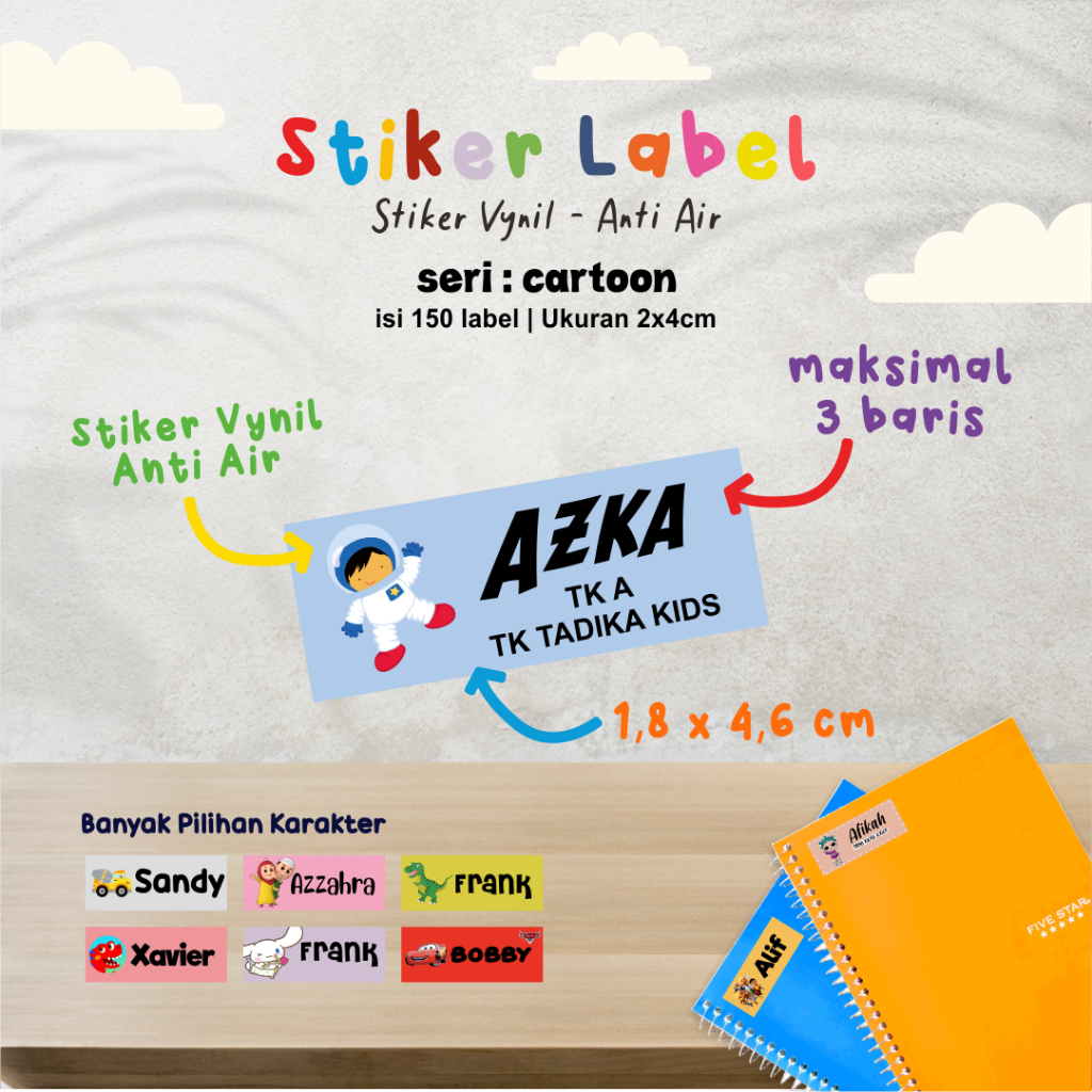 

(150pcs) DIVILINE STIKER LABEL NAMA ANAK | LABEL BUKU LABEL TUMBLER LABEL ALAT TULIS