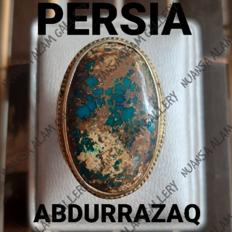 Batu Cincin Pirus Persia Abdurrazaq Biru Panci Big Size 27 Milimeter Ring Perak Elegan Size 10 Istim