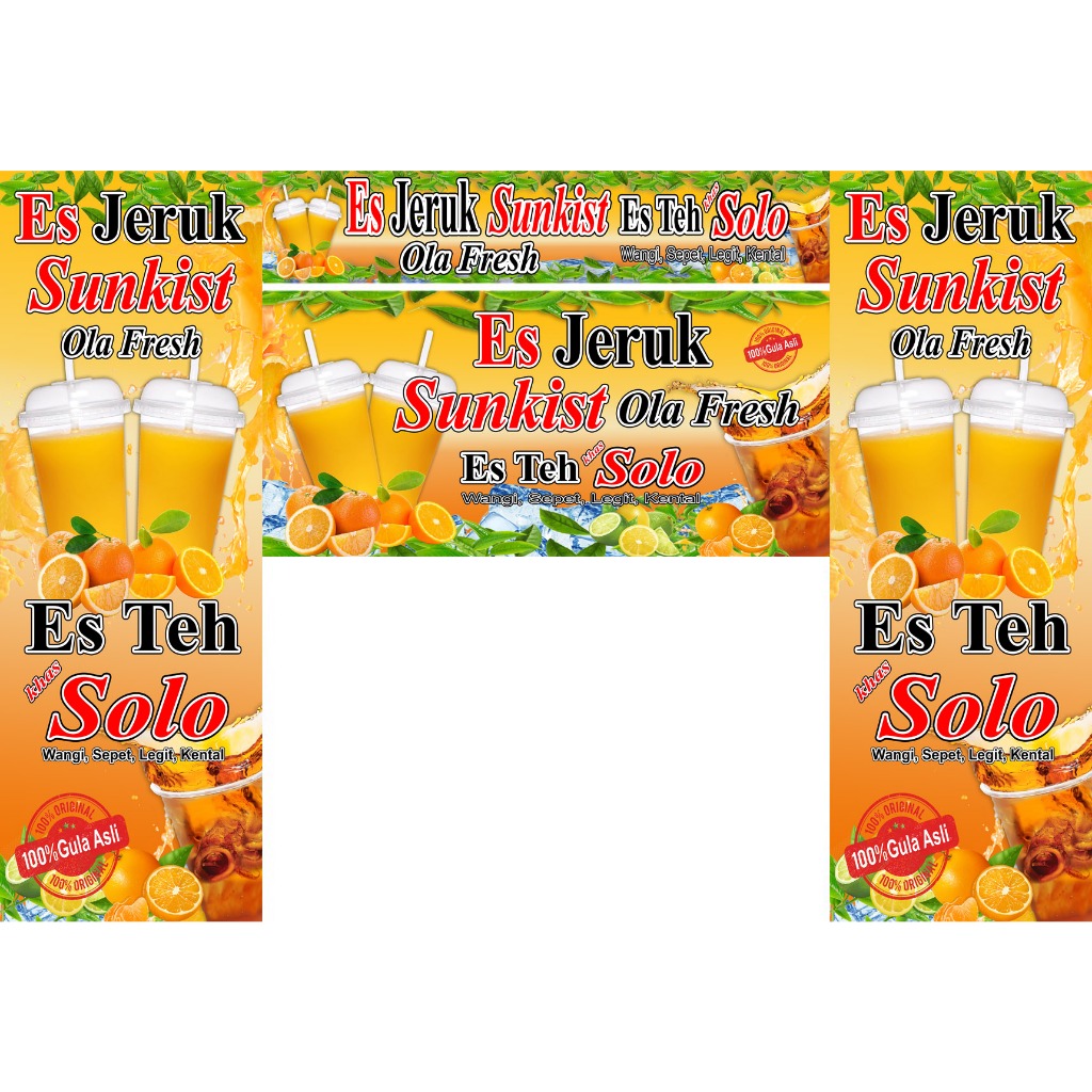 Stiker es teh dan es jeruk sunkist asli